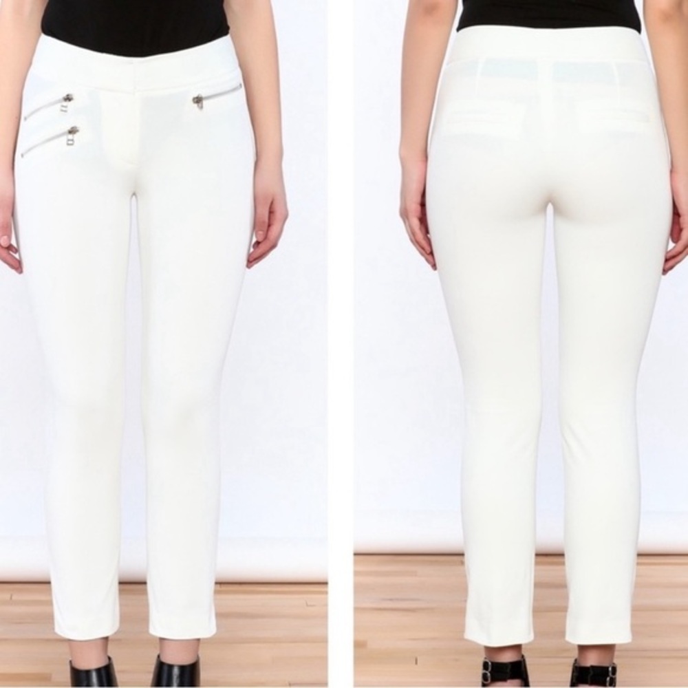 VERONICA BEARD Roxy Crop Pants In Cream White w/ Zipper Detail Sz. 4
